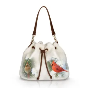 'Cardinals In Winter' Songbird Fleece Handbag