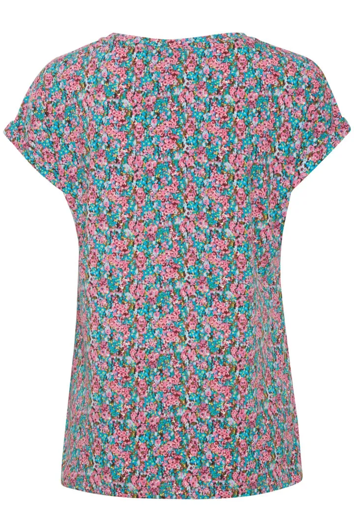 0634- Short Sleeve T Shirt- Rose Multi Floral- Fransa