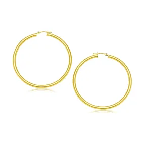 10k Yellow Gold Polished Hoop Earrings (30 mm)-rx82744