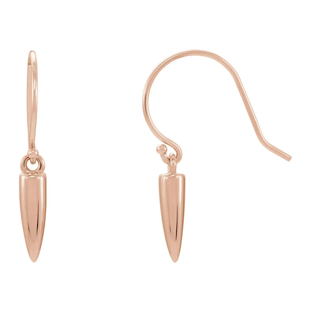 14k Rose Gold 3 x 13mm (1/8 x 1/2 Inch) Geometric Dangle Earrings