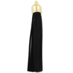 85MM Black Tassel Fiber Tassel Fringe Tassel with 12MM Gold Caps Charms 50PCS