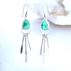 AAA Sonoran Mountain Turquoise Moon Earrings Dangles Southwest