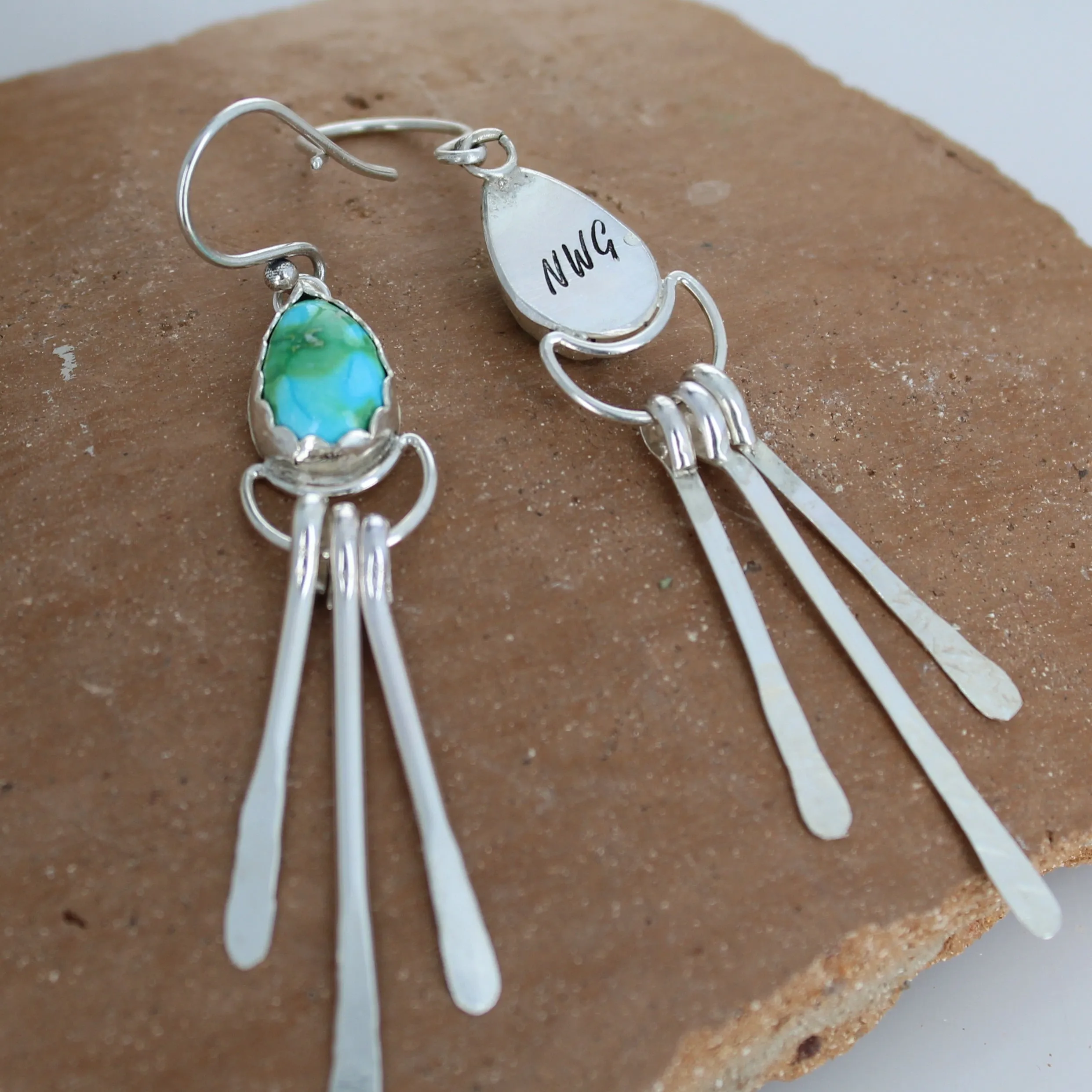 AAA Sonoran Mountain Turquoise Moon Earrings Dangles Southwest