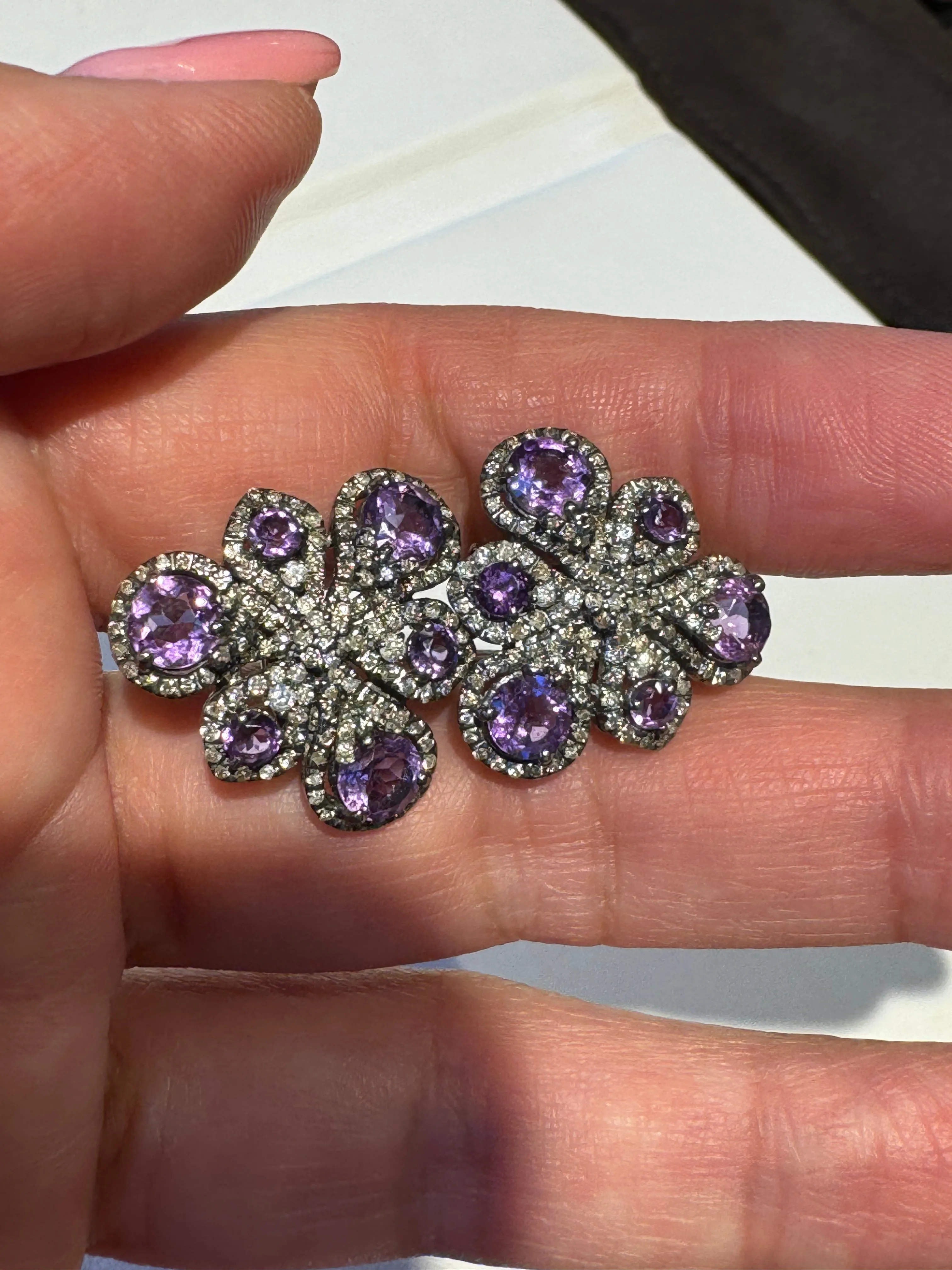 Amethyst Diamond Earrings