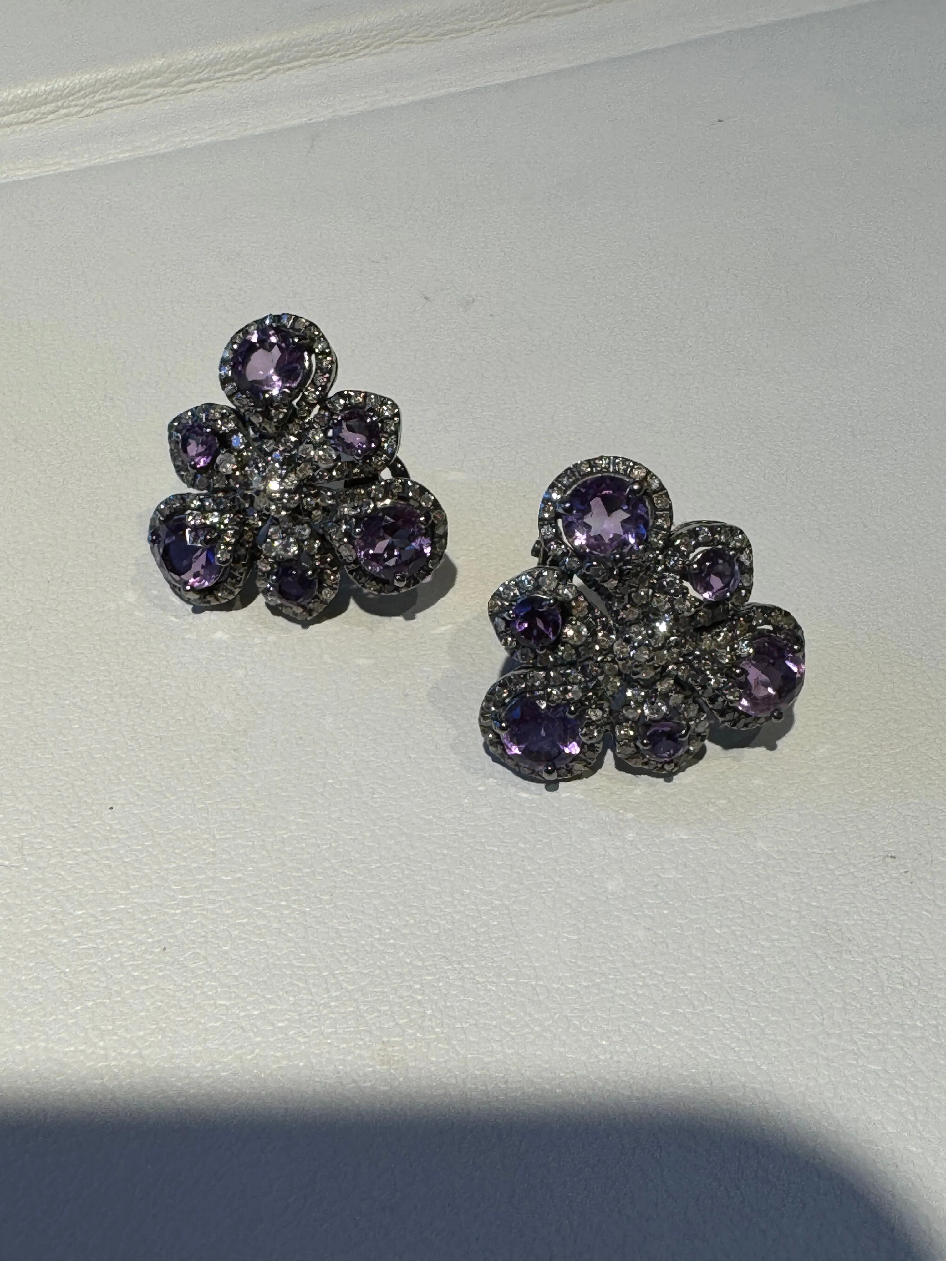 Amethyst Diamond Earrings