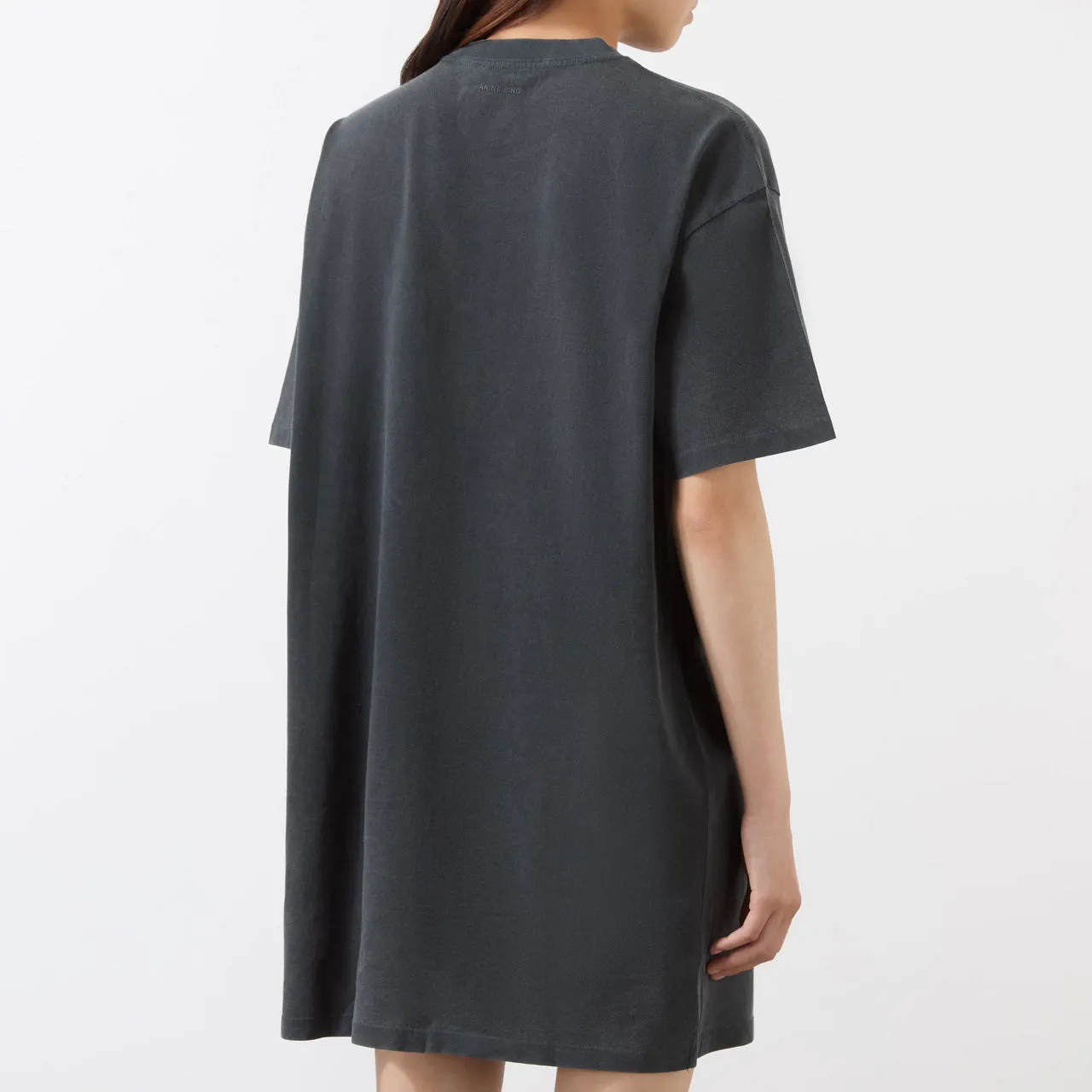 ANINE BING Beth Letterman T-Shirt Dress - Black