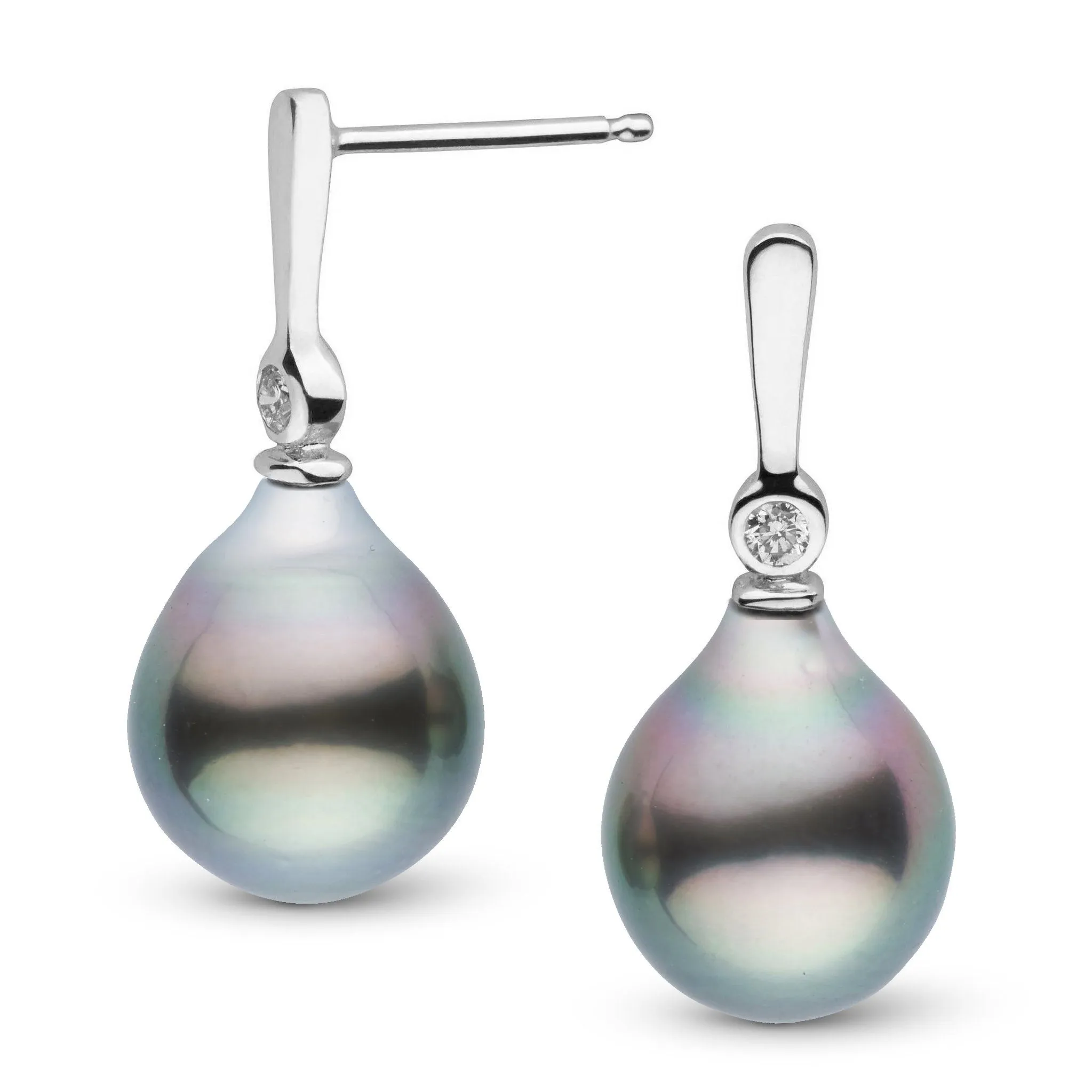 Aspire Collection 9.0-10.0 mm Drop Tahitian Pearl & Diamond Earrings