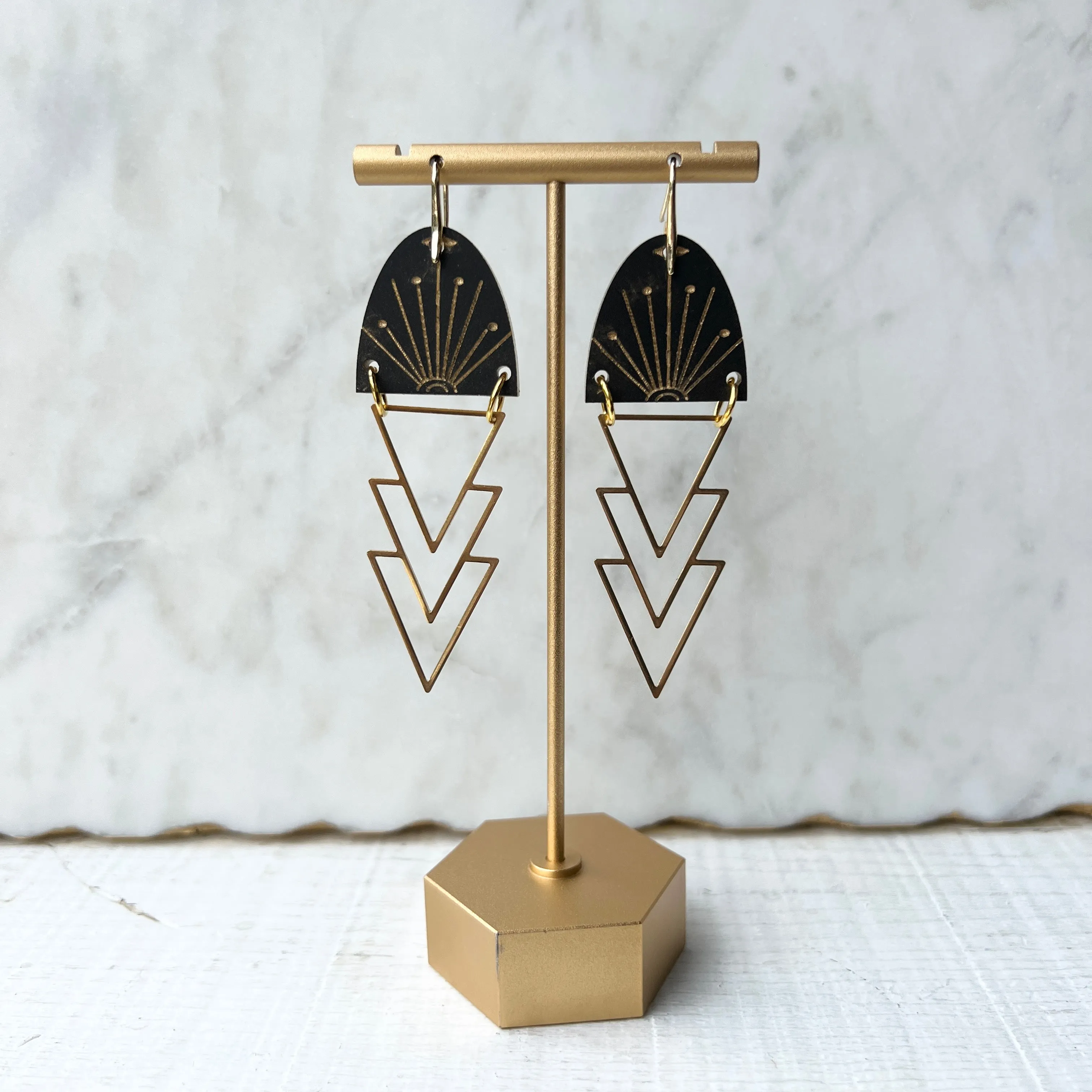 Aurora - Matte Black - Acrylic & Brass Earrings