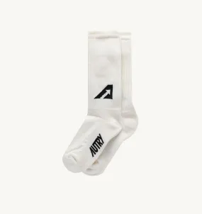 AUTRY APPAREL WOMAN  SOCKS IN WHITE AND BLACK COTTON TERRY