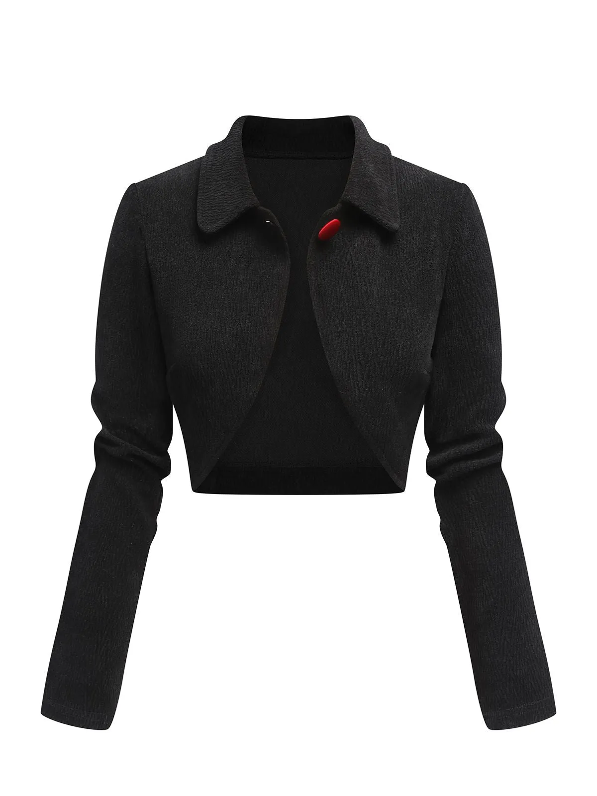 Black 1950s Textured Knitted Crop Jacket