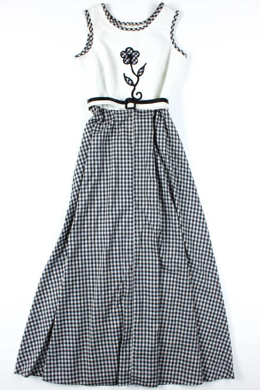 Black & White Plaid Flower Dress