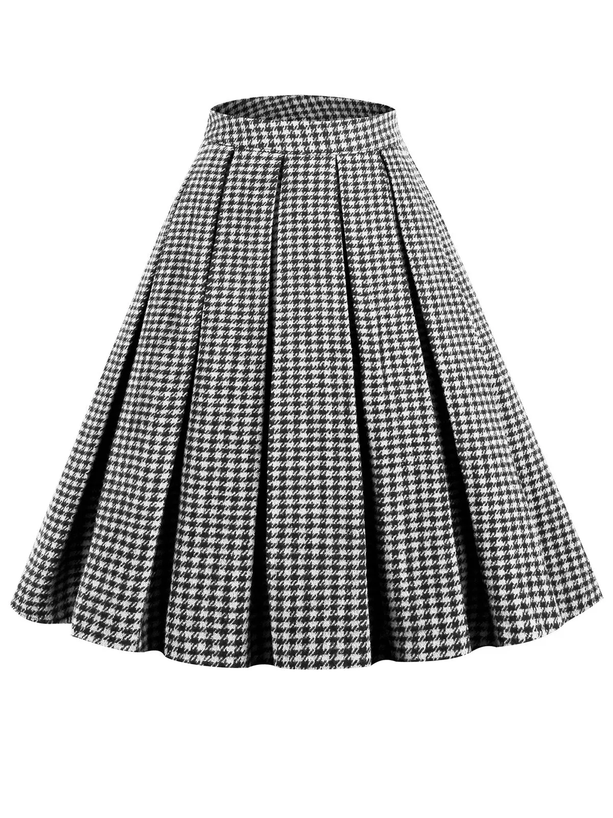 Black Retro Plaid Swing Panel Skirt