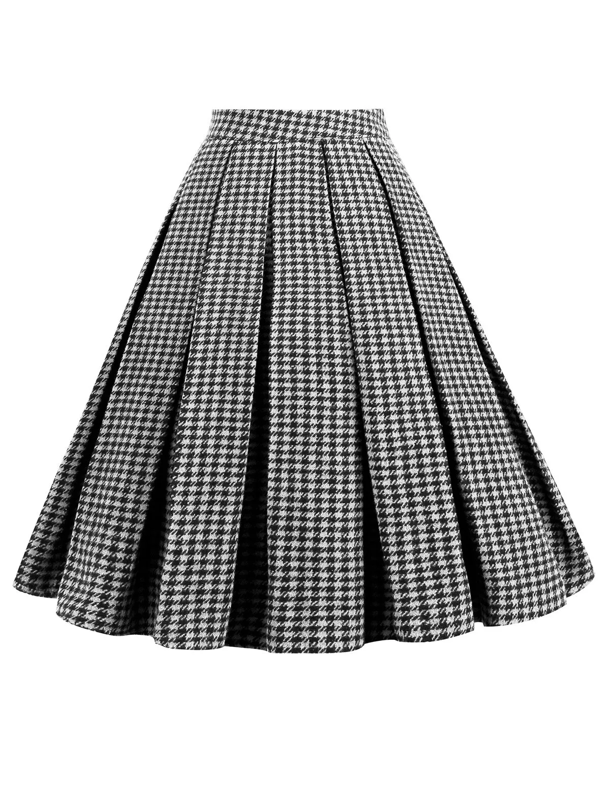 Black Retro Plaid Swing Panel Skirt