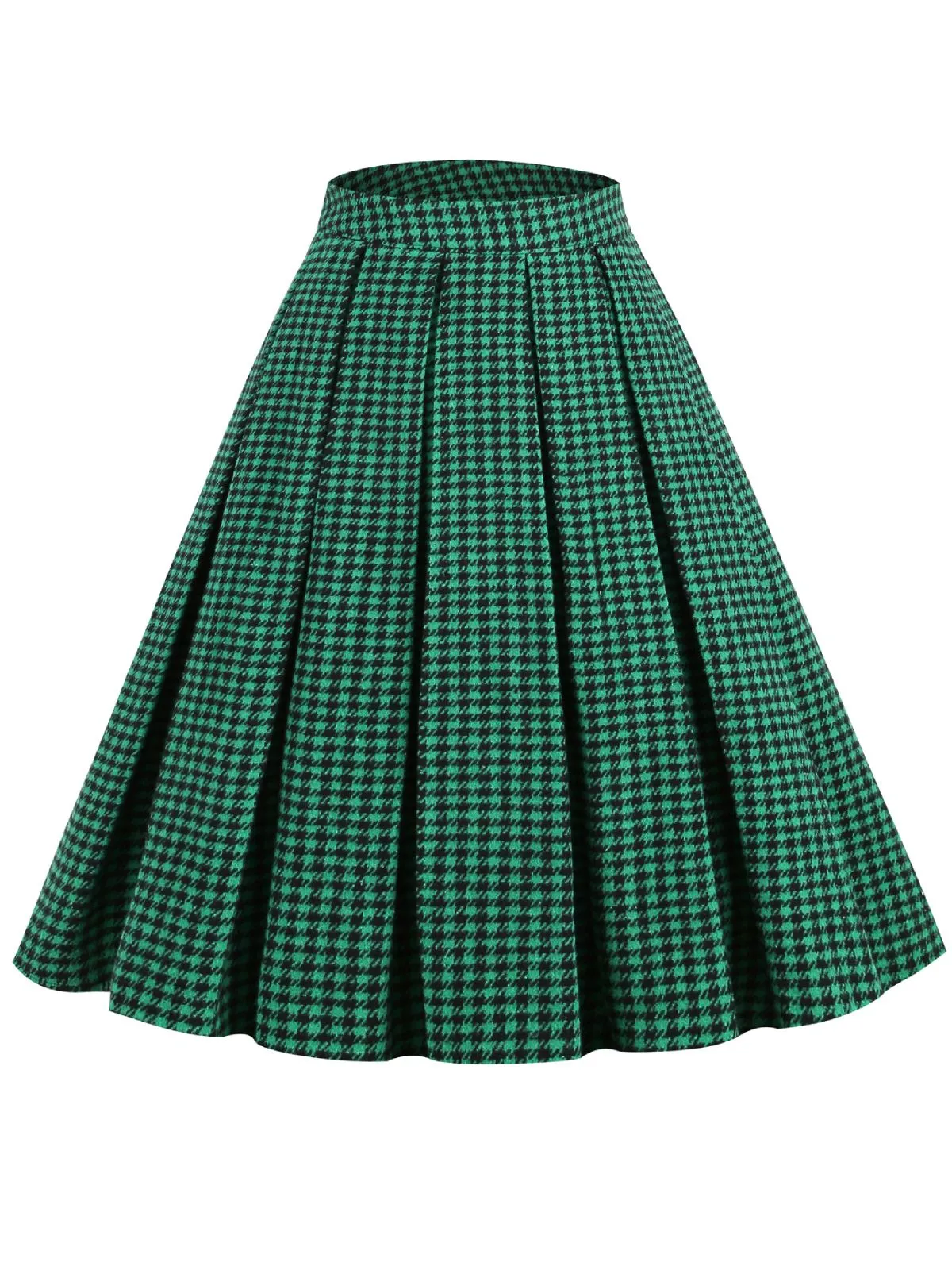 Black Retro Plaid Swing Panel Skirt