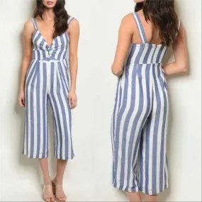 Blue Striped Jumpsuit