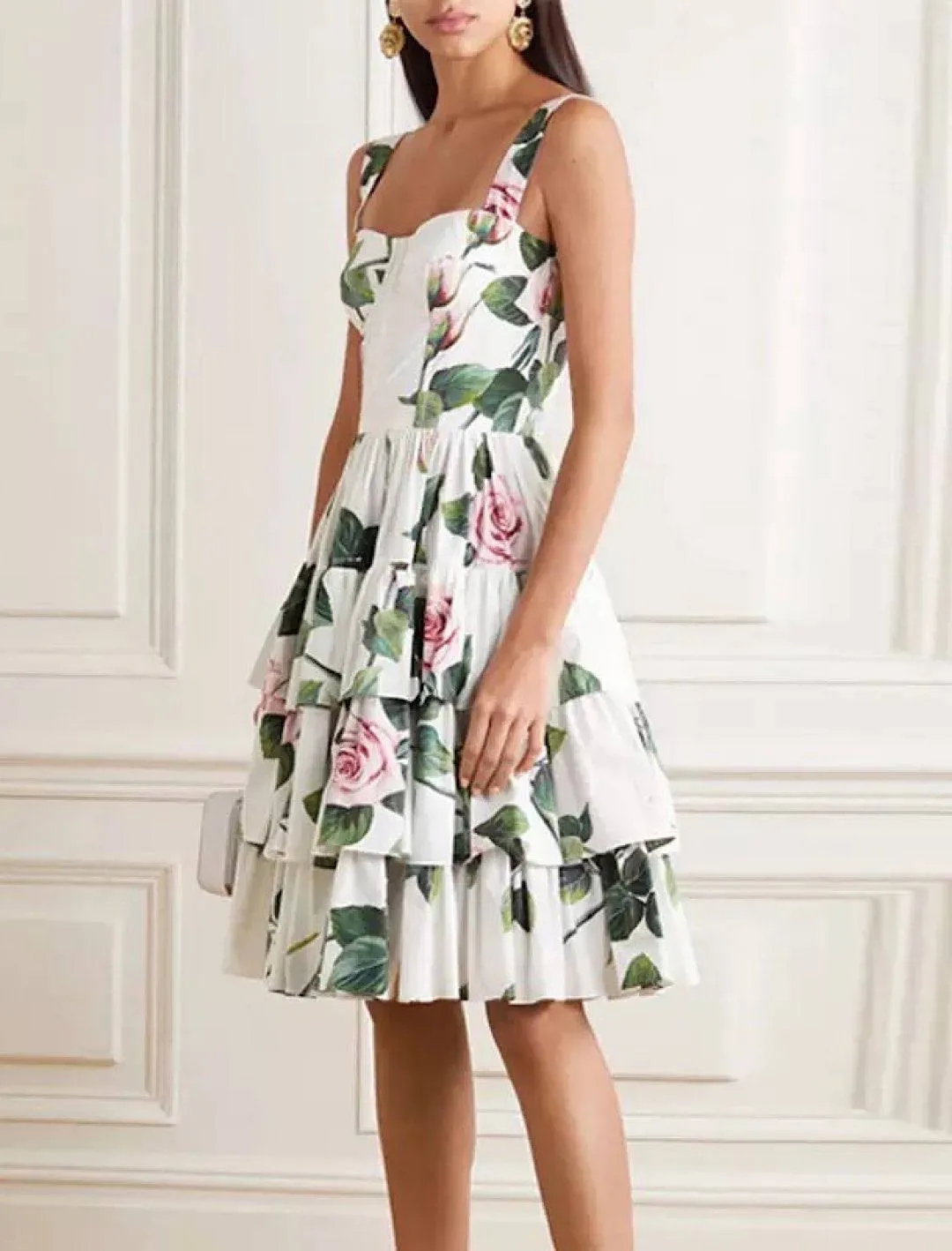 Botanical Print Ruffle Dress