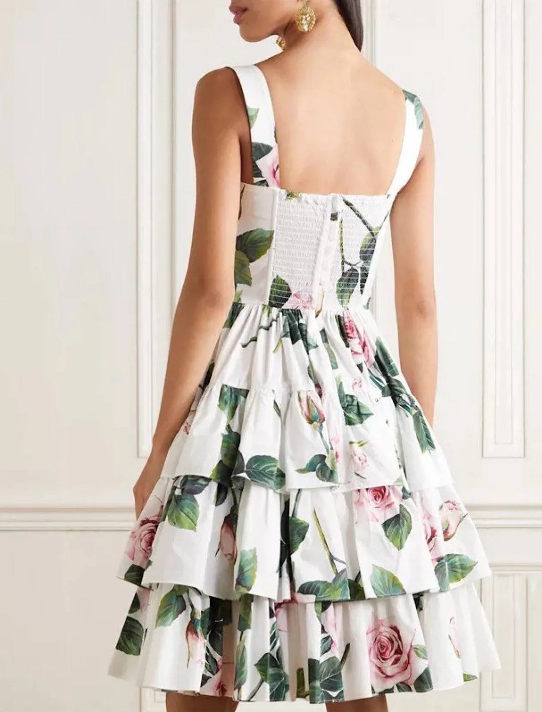 Botanical Print Ruffle Dress