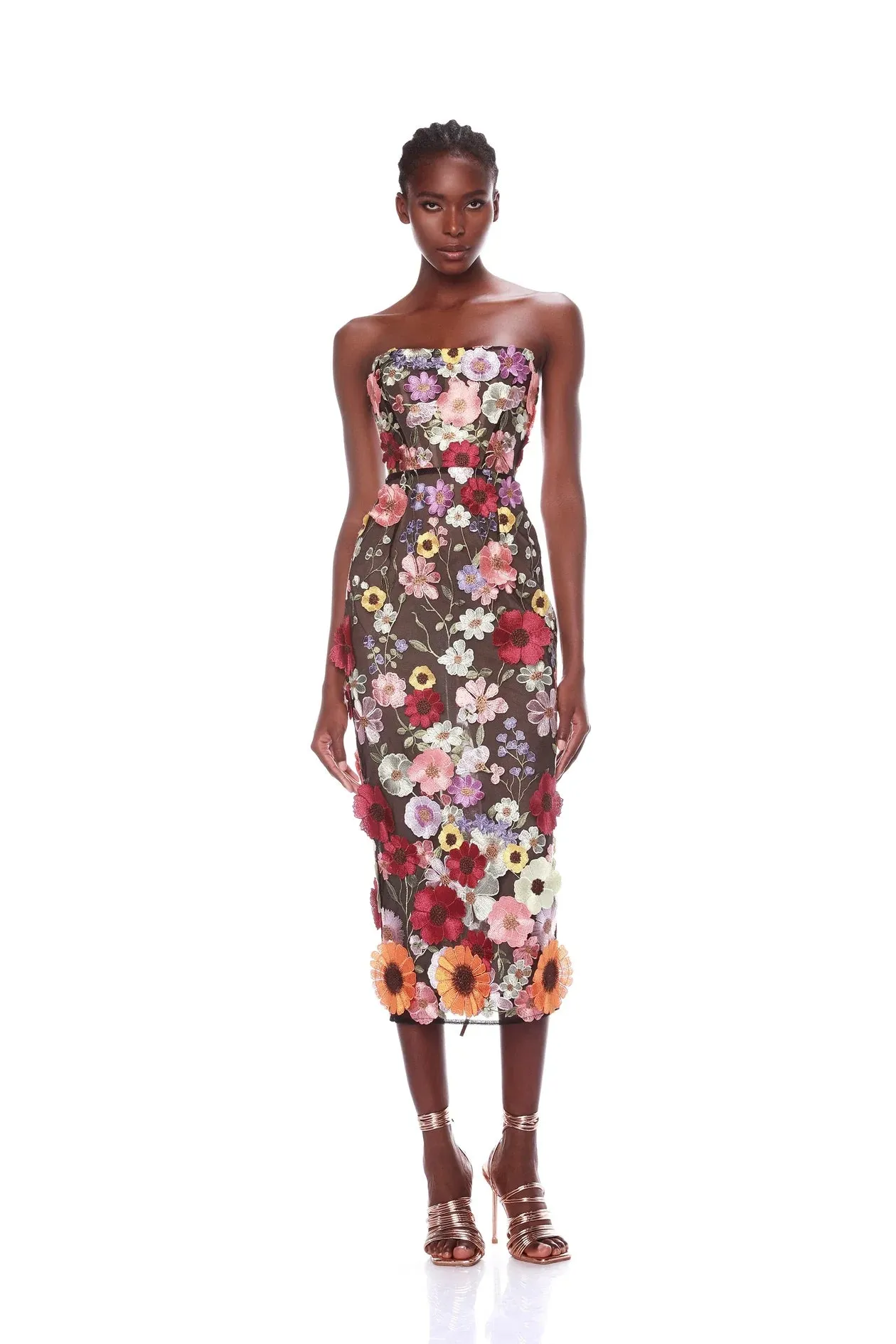 Bronx and Banco - Bouquet Midi Dress - Black Multi