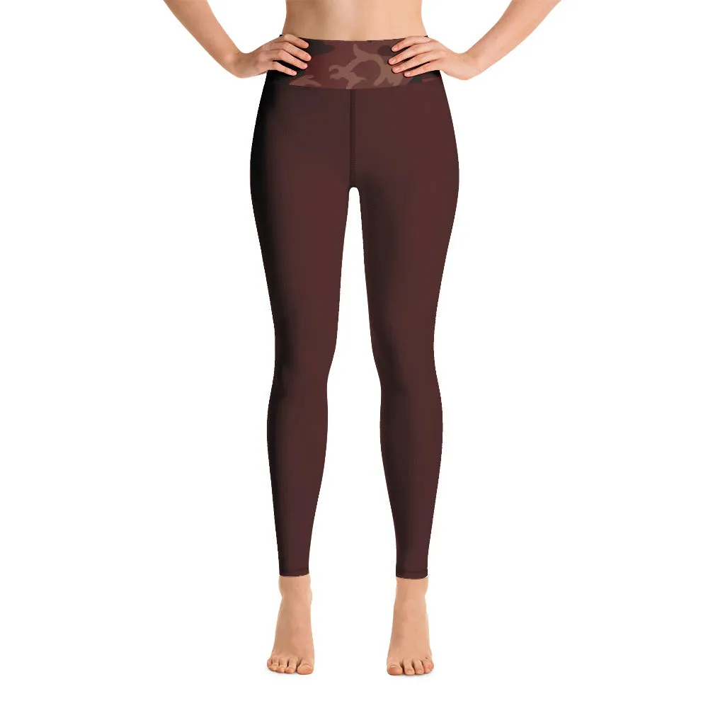 Burgundy Camouflage Yoga Leggings