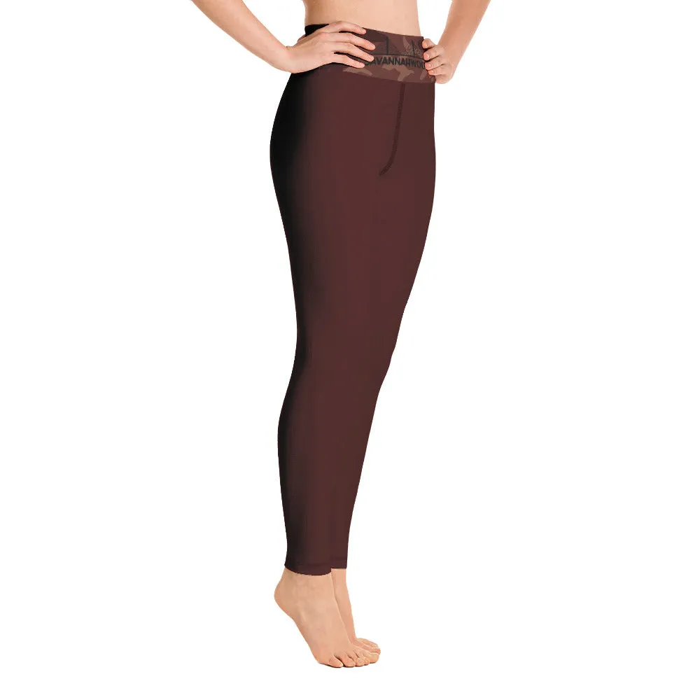 Burgundy Camouflage Yoga Leggings