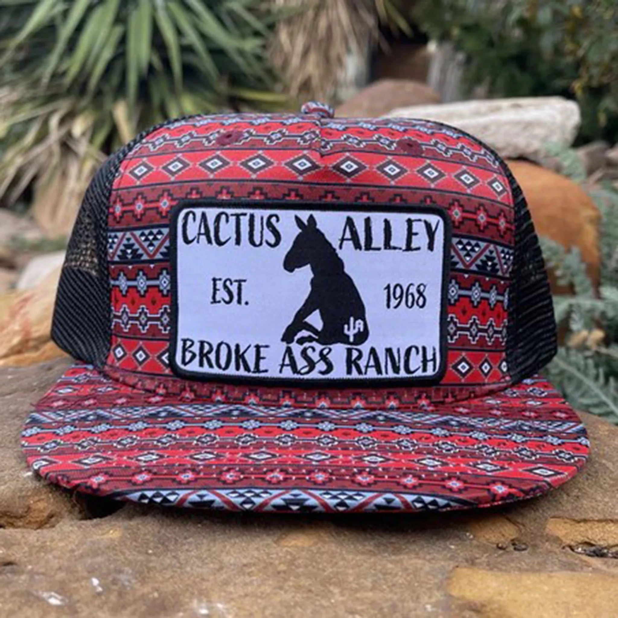 Cactus Alley Red/Black Aztec Donkey Cap