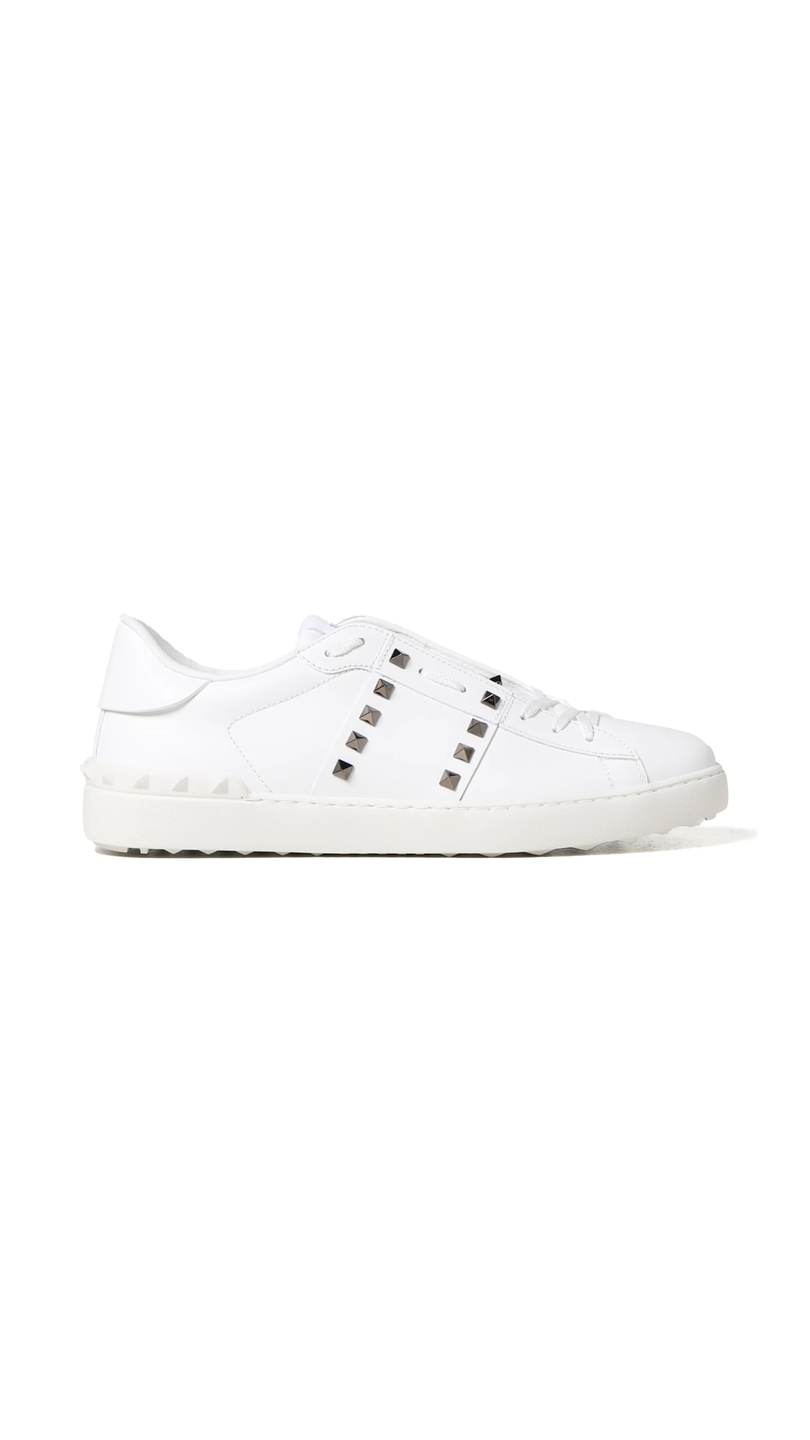 Calfskin Rockstud Untitled Sneakers - White