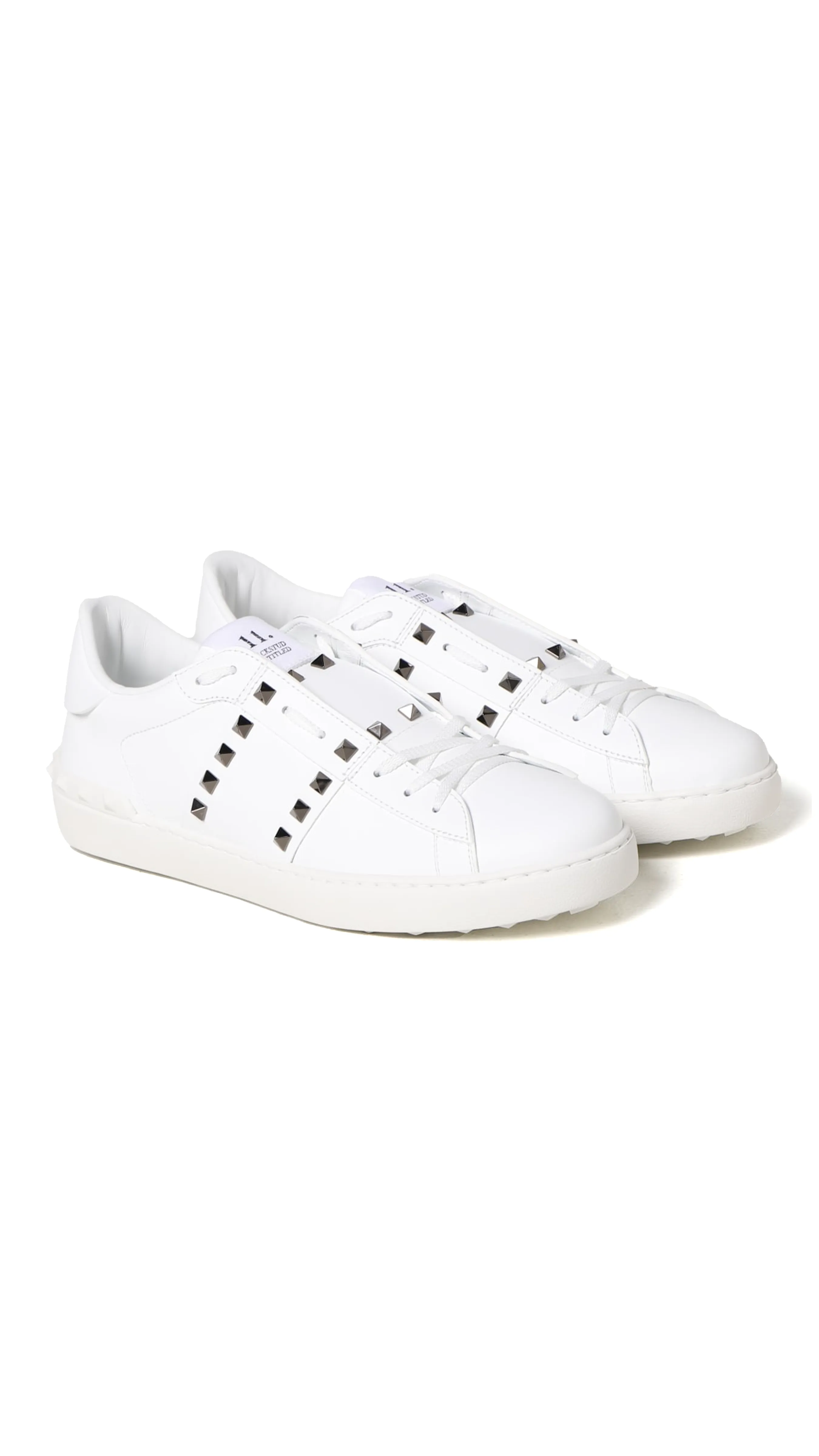 Calfskin Rockstud Untitled Sneakers - White