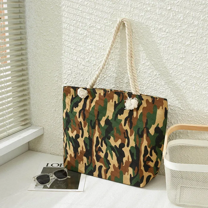 Camouflage Print Large Tote Bag