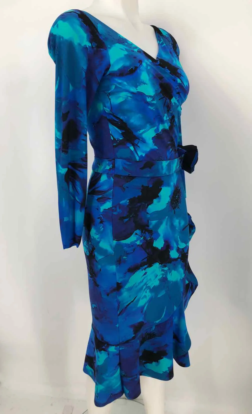 CHIARA BONI Blue Black Print Longsleeve Size SMALL (S) Dress