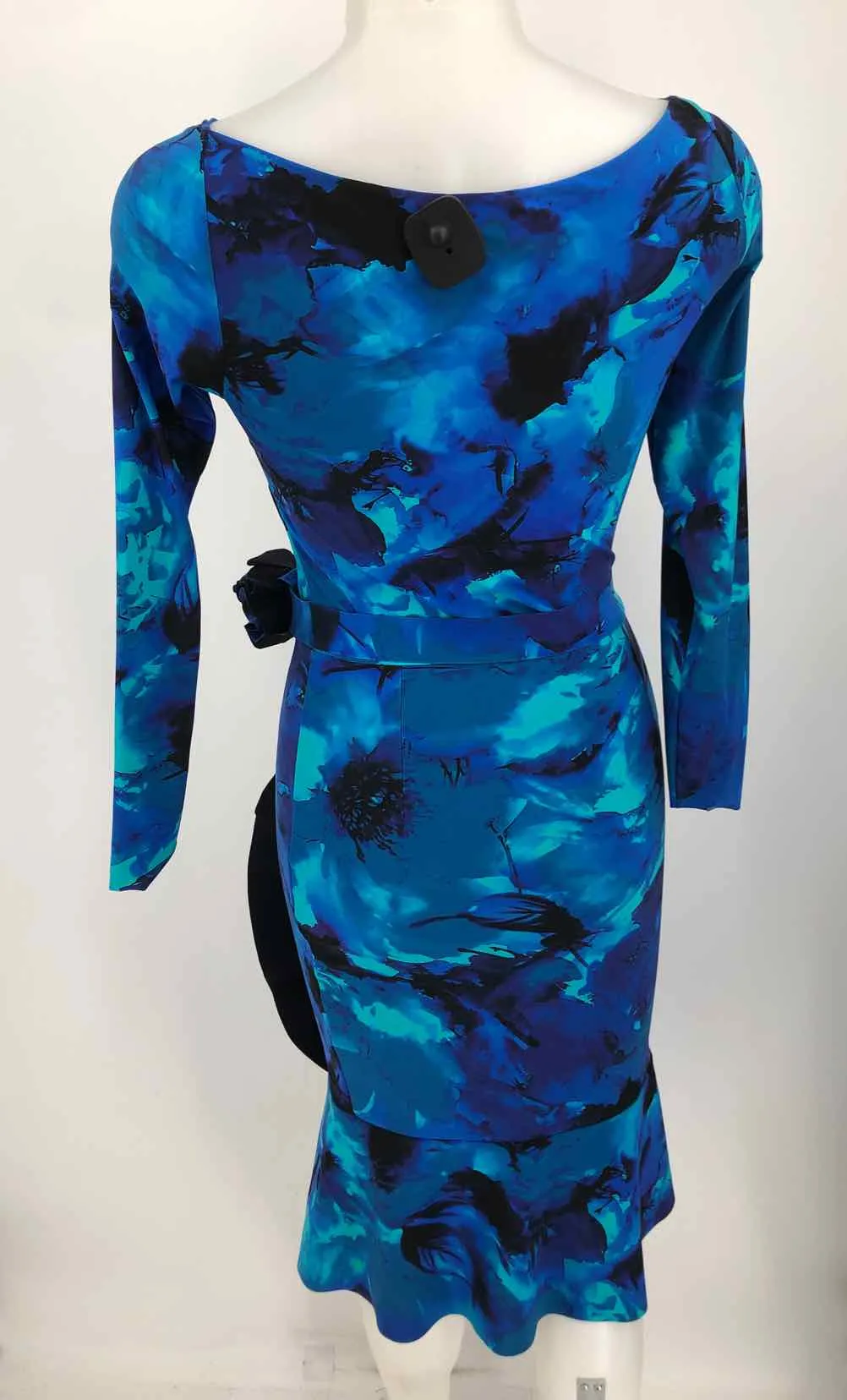 CHIARA BONI Blue Black Print Longsleeve Size SMALL (S) Dress