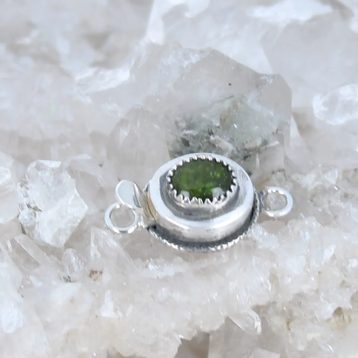 CHROME DIOPSIDE Clasp Sterling 6x8mm Oxidized Design