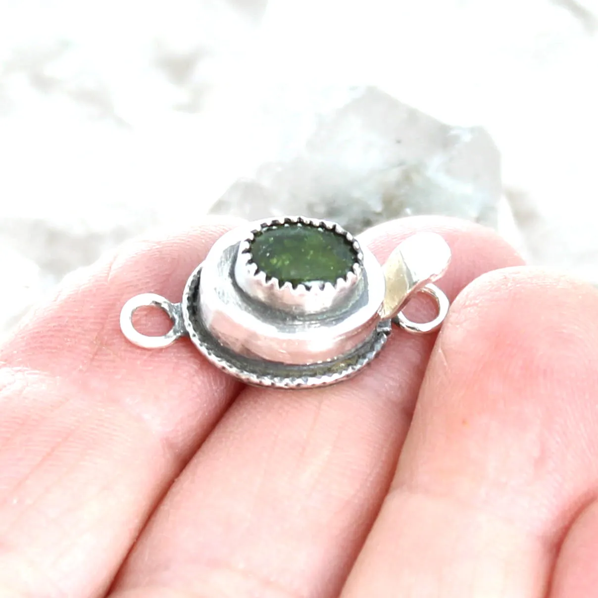 CHROME DIOPSIDE Clasp Sterling 6x8mm Oxidized Design