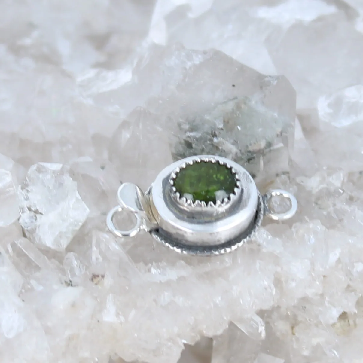 CHROME DIOPSIDE Clasp Sterling 6x8mm Oxidized Design