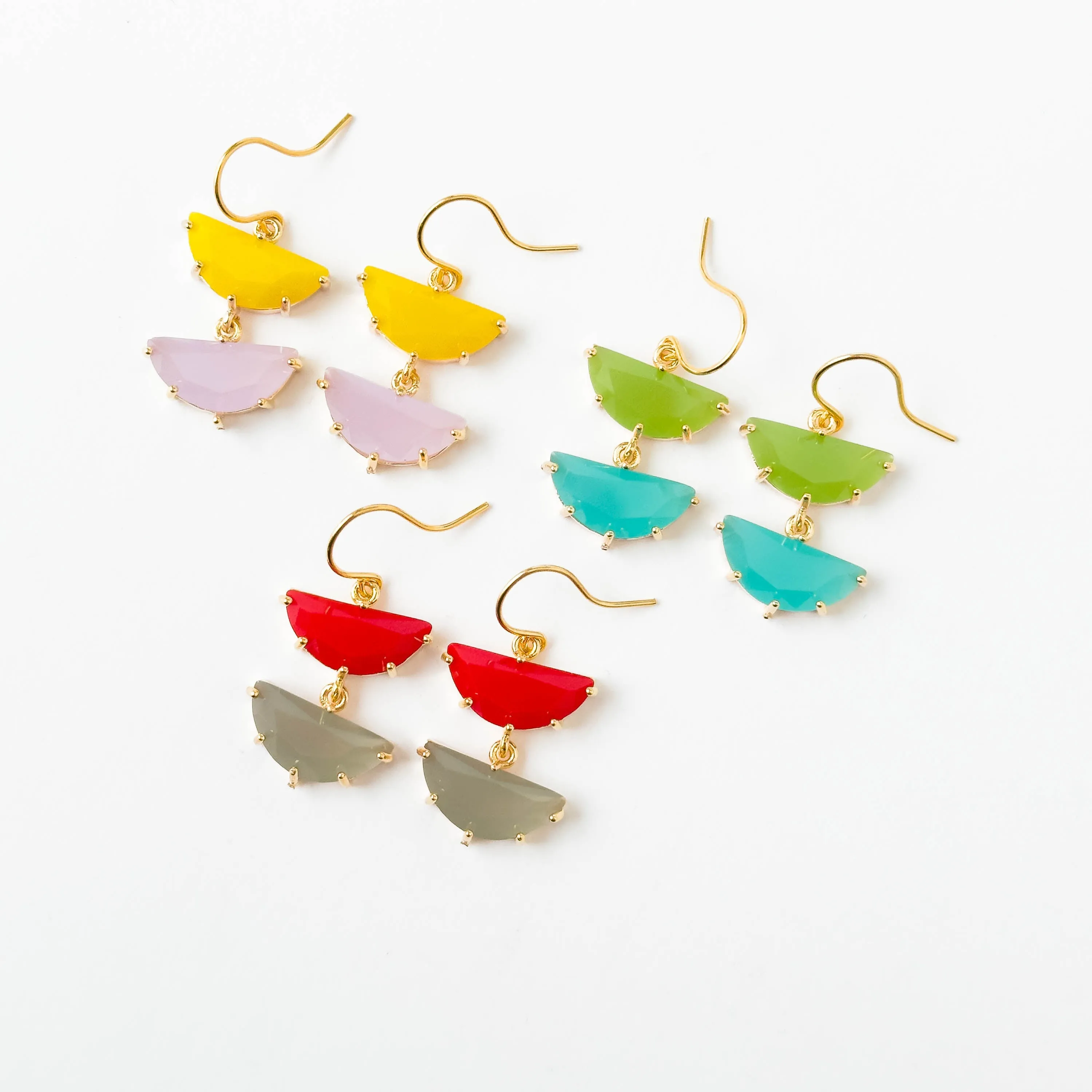 Colorful Half Moon glass Earrings - WS