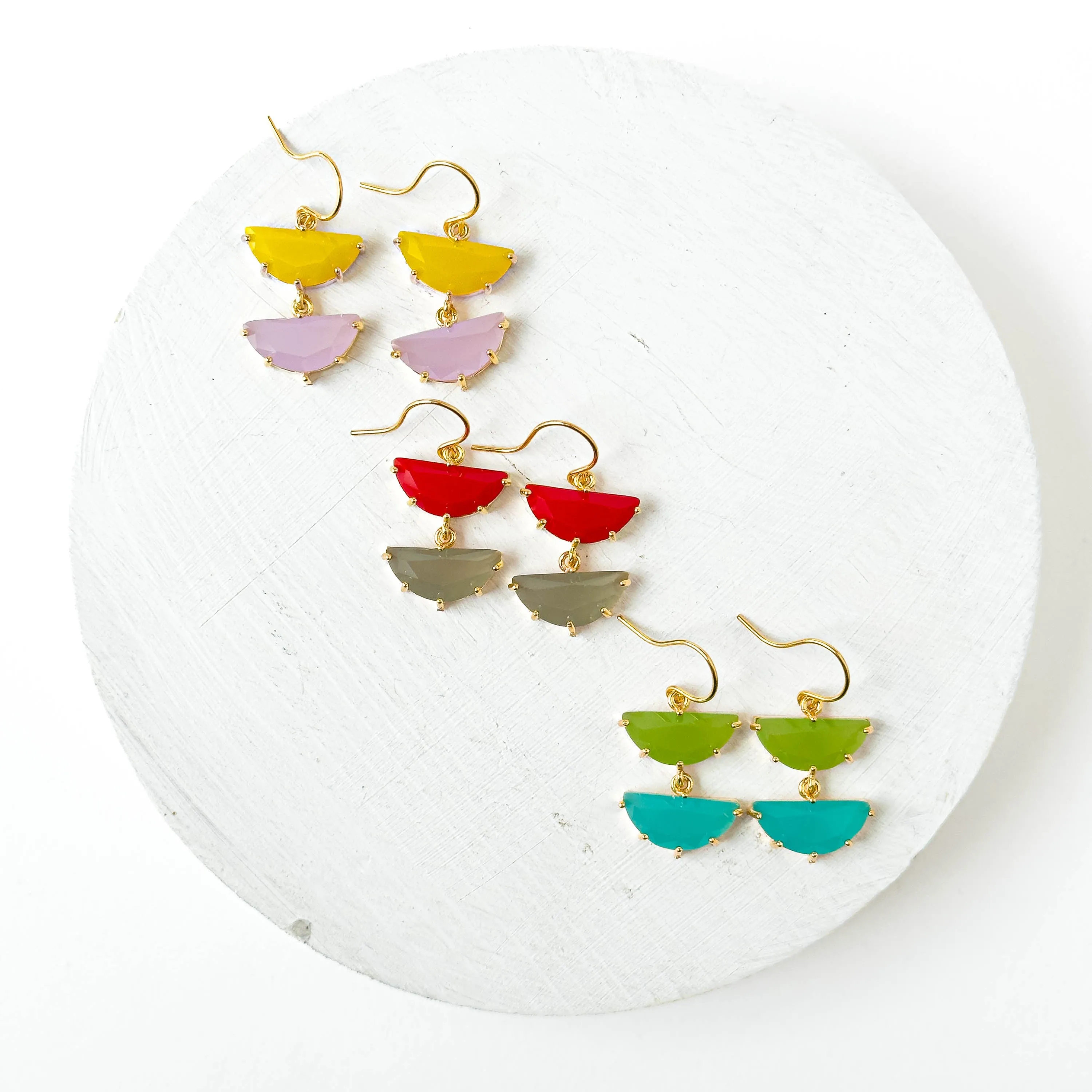 Colorful Half Moon glass Earrings - WS