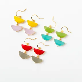 Colorful Half Moon glass Earrings - WS