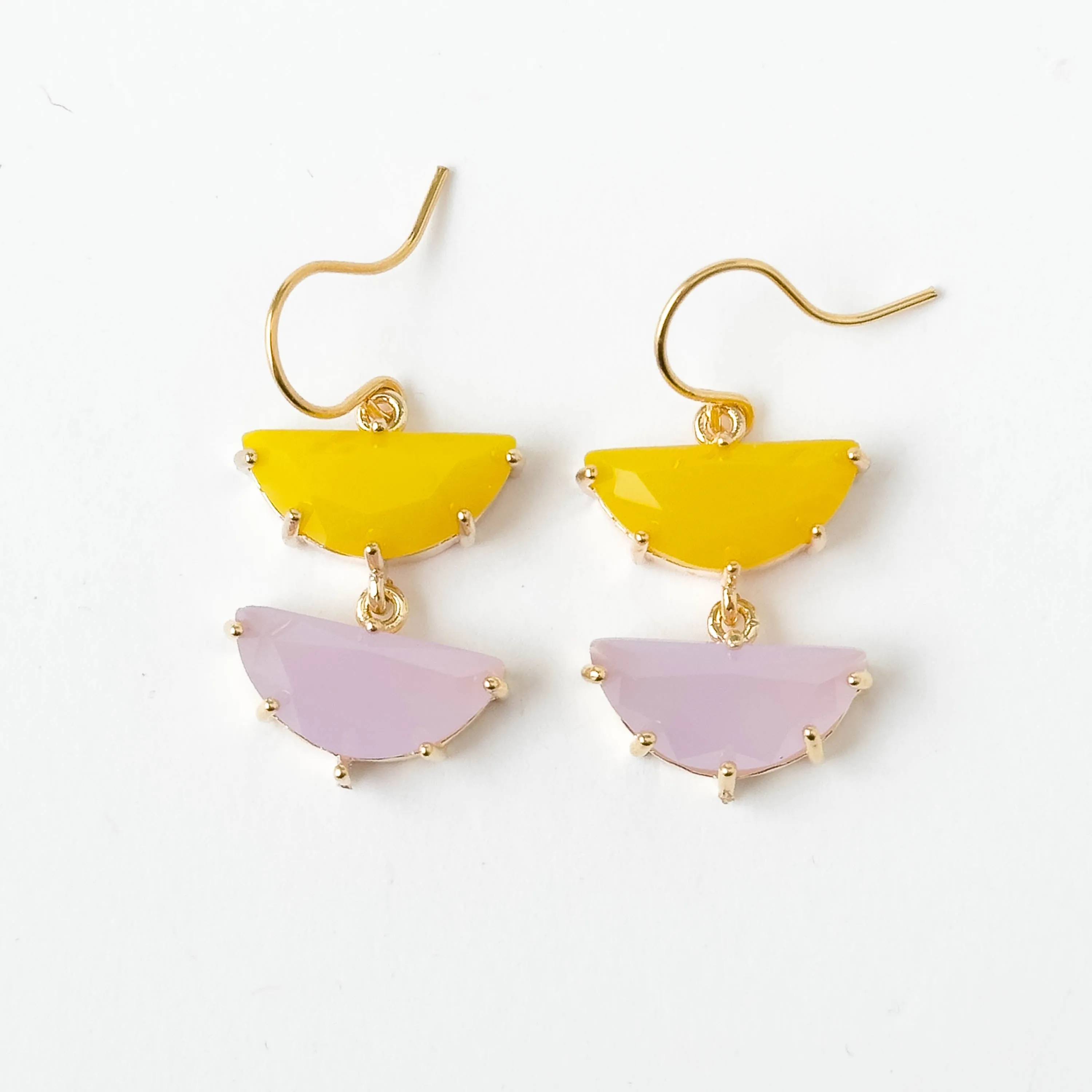 Colorful Half Moon glass Earrings - WS