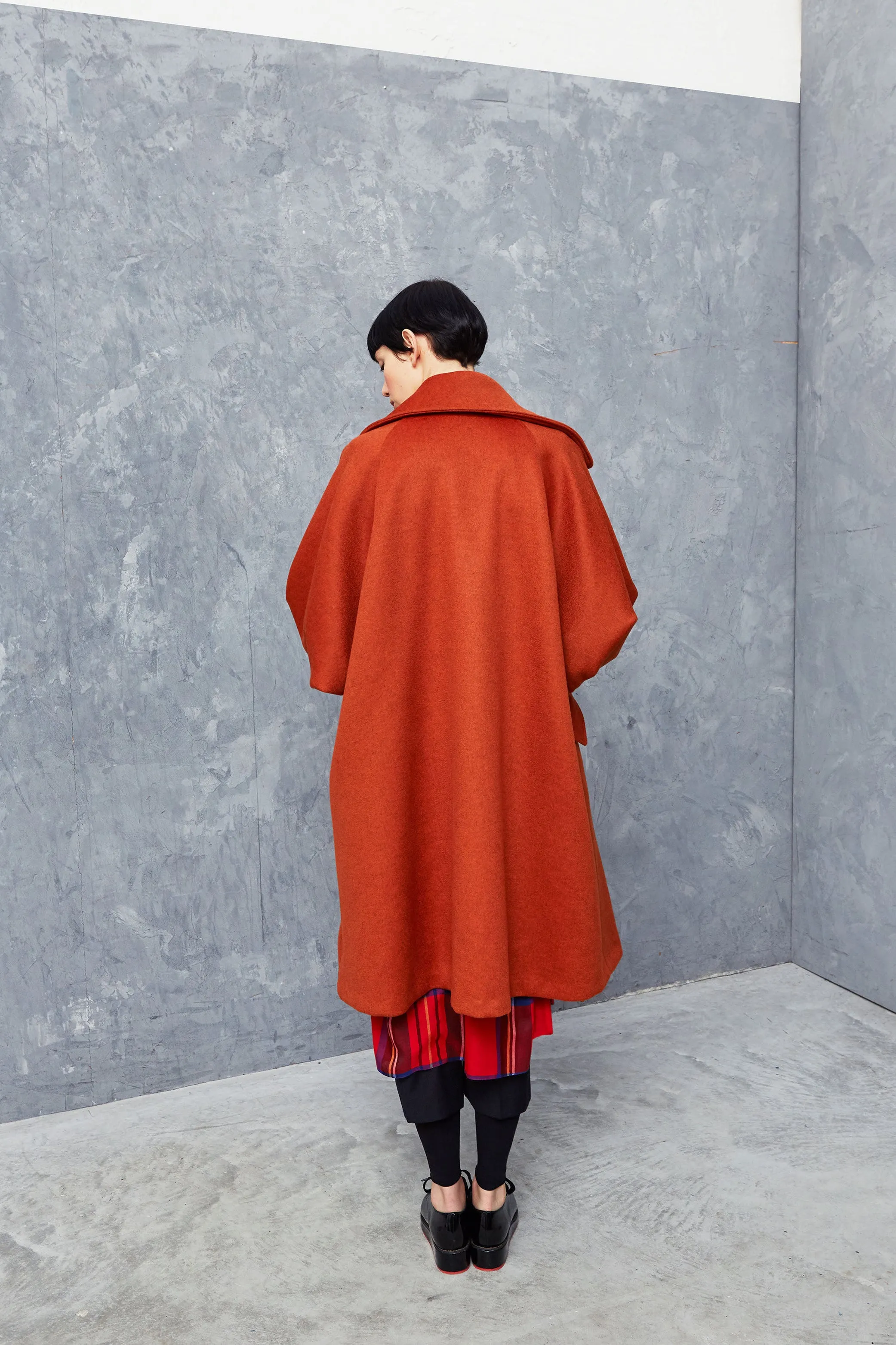 CRATHES orange - mid-length wool coat