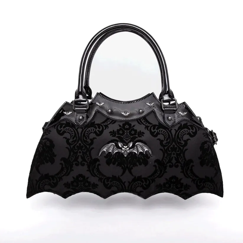 Damask Bat Handbag in Black