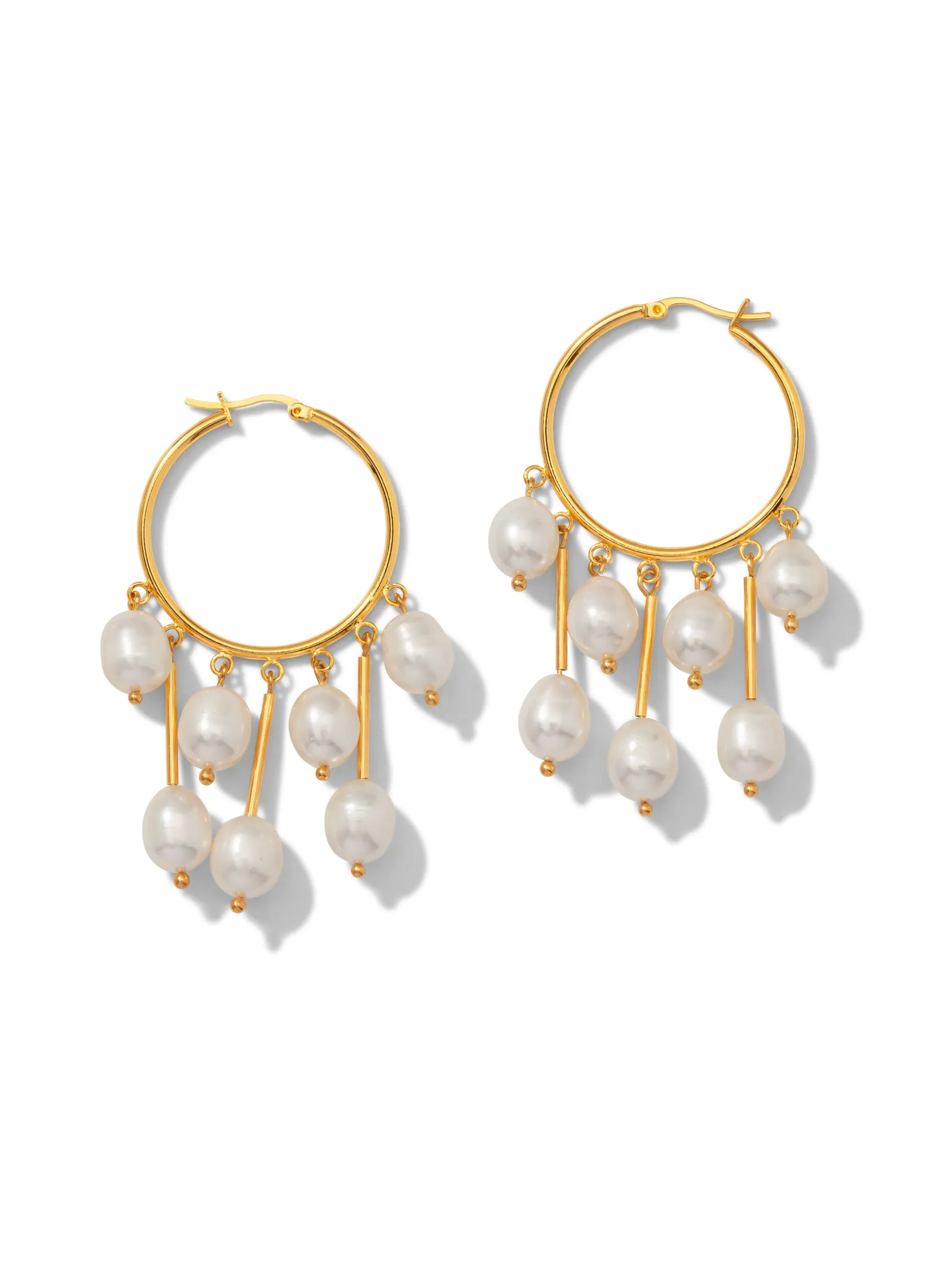 Daniela Dangle Hoop Pearl Earrings