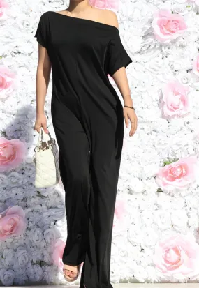 DD4327 Off Shoulder Venetian Jumpsuit