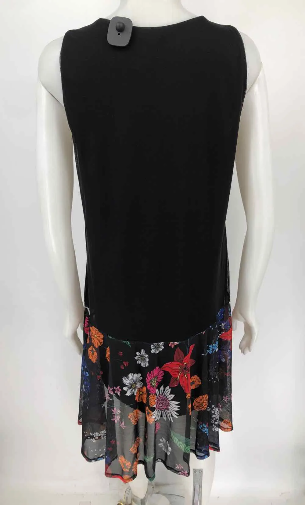 DESIGUAL Black Pink Multi Mesh Floral Tank Size X-LARGE Dress