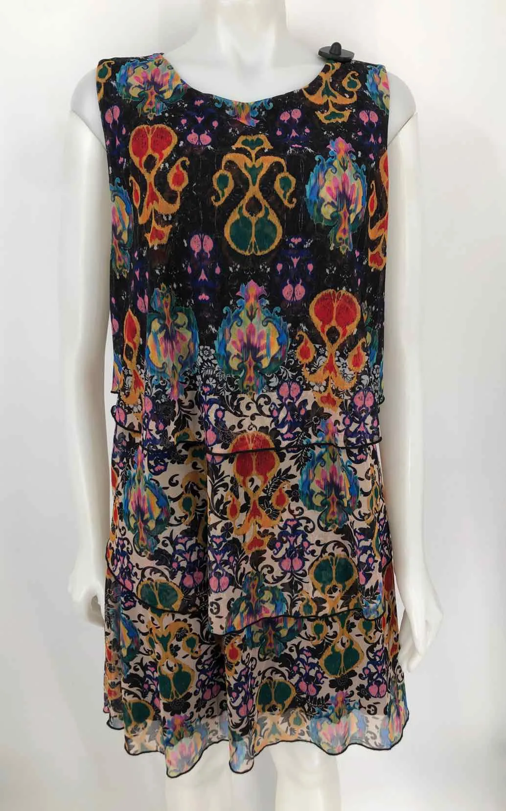 DESIGUAL Black Yellow Multi Mesh Print Tank Size XXL  (XL) Dress