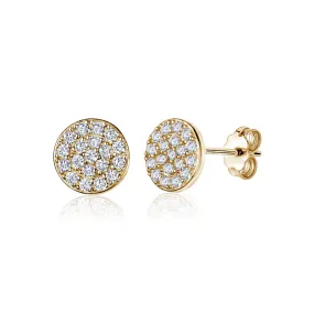 Disc Earrings in 14K Gold with CZ Pave