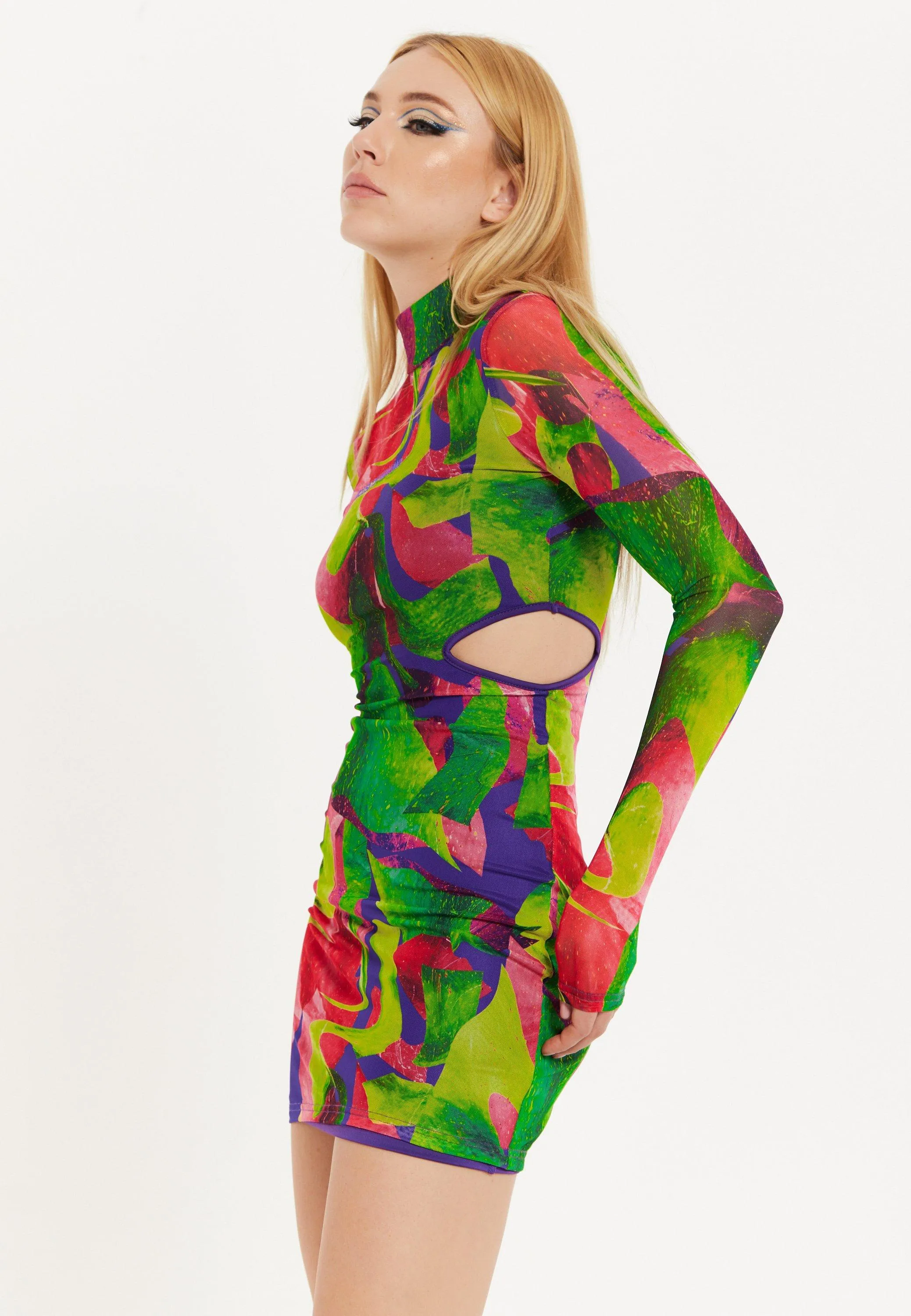 Dresses | Abstract Multicolour Print Mini Dress With Cut Out Details | House of Holland