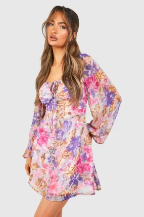 Dresses | Floral Chiffon Balloon Sleeve Milkmaid Mini Dress | boohoo