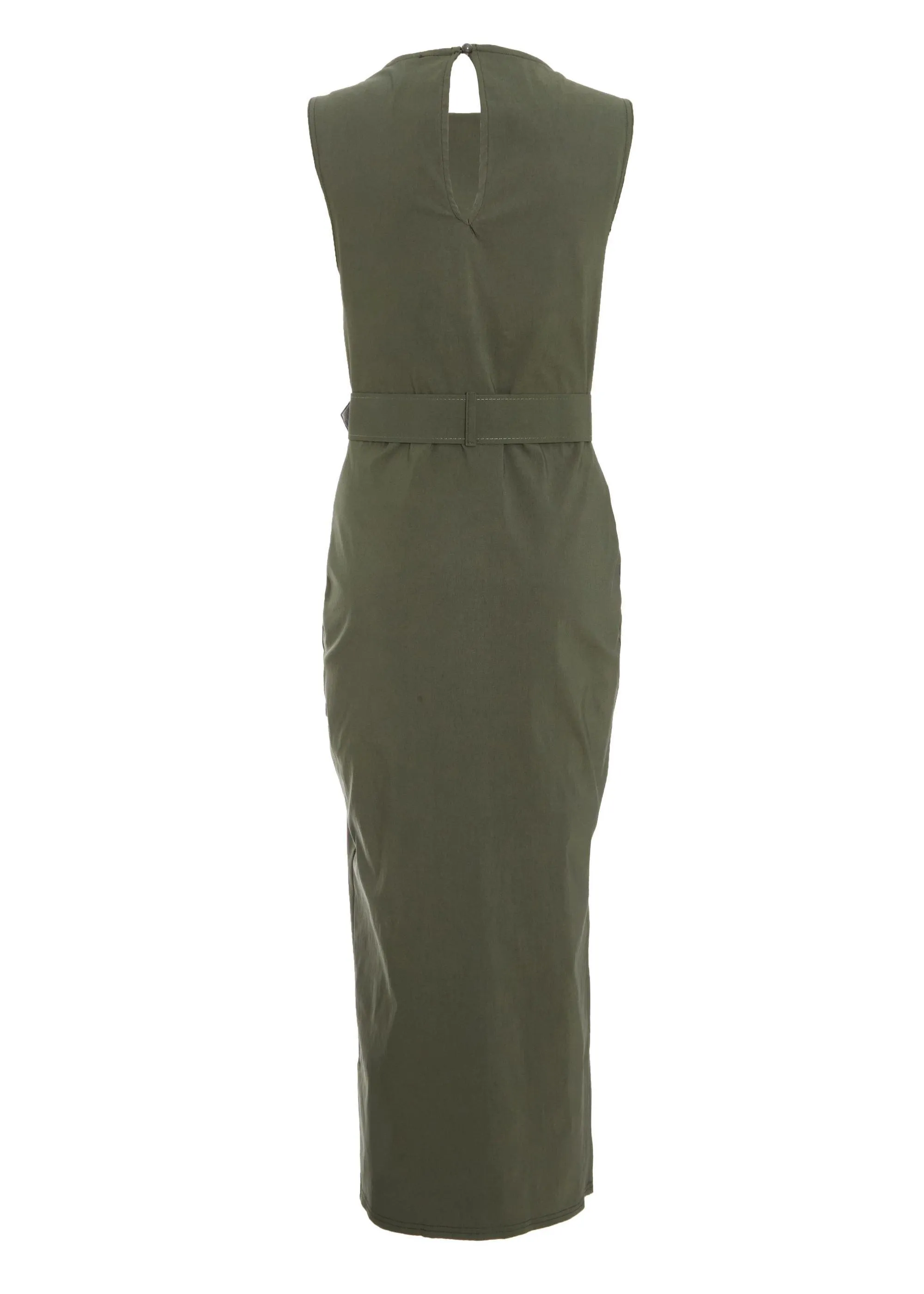 Dresses | Khaki Cargo Split Front Midi Dress | Quiz