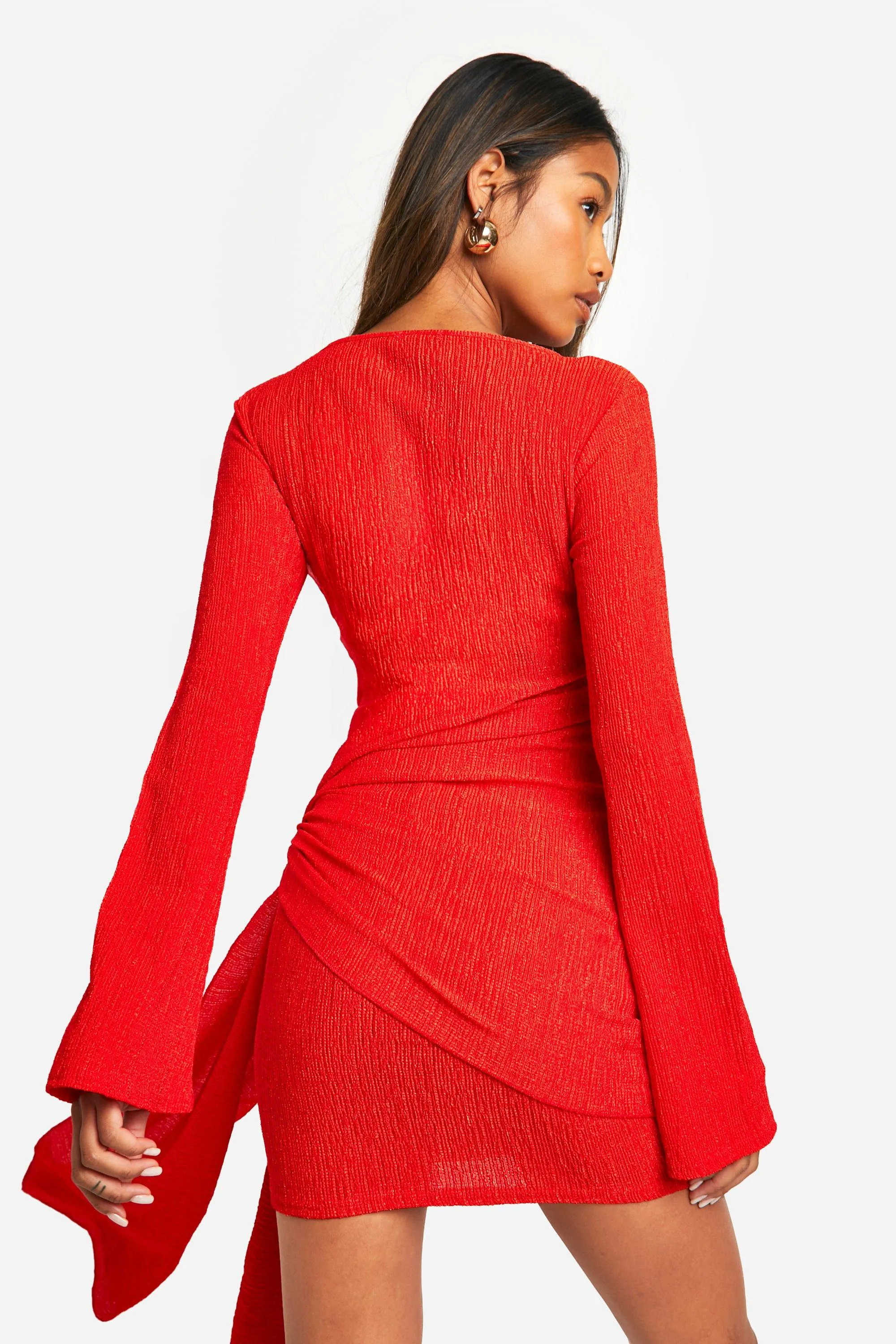 Dresses | Texture Wrap Tie Front Mini Dress | boohoo