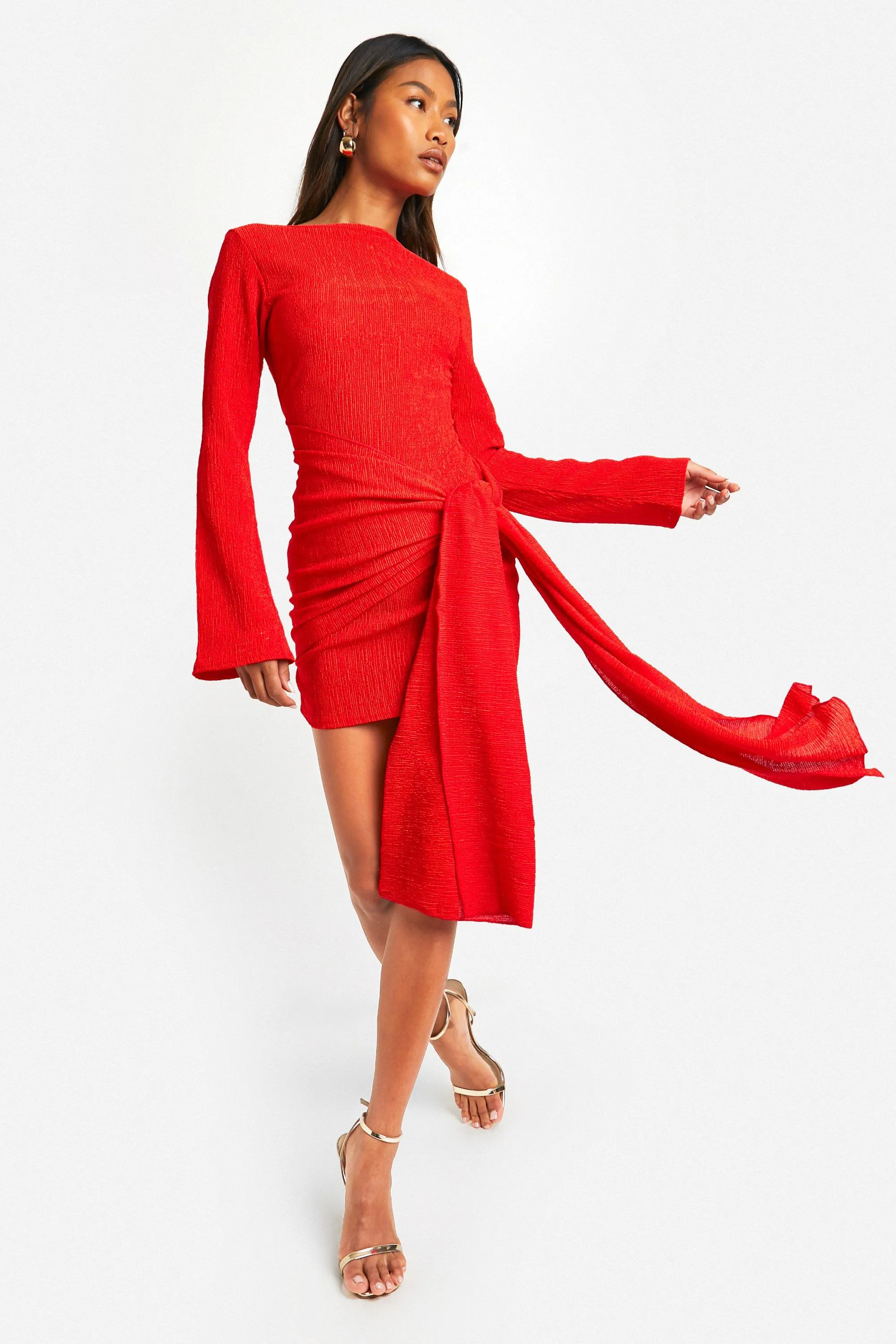 Dresses | Texture Wrap Tie Front Mini Dress | boohoo