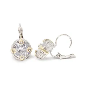 Earrings 2 Tone Round CZ